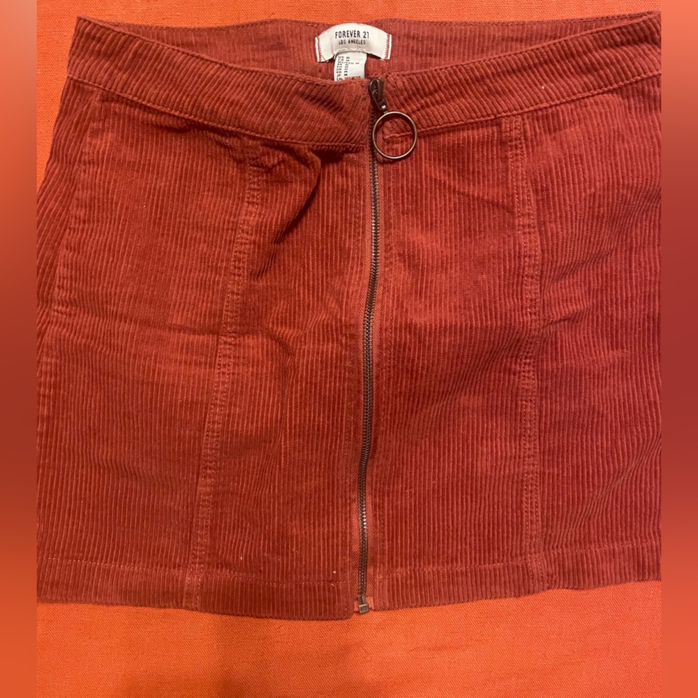 Auburn Corduroy Zip Skirt